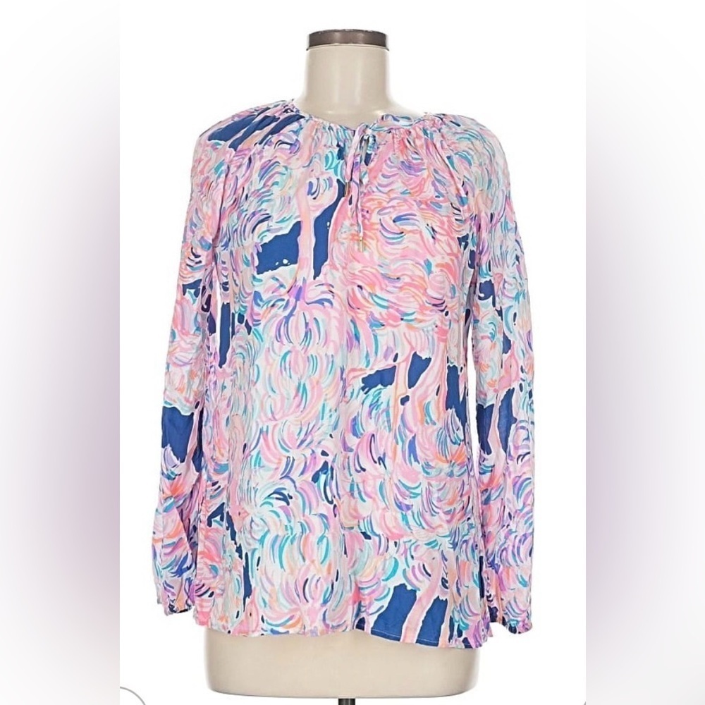 Lilly Pulitzer Pink and Blue Swirl Blouse